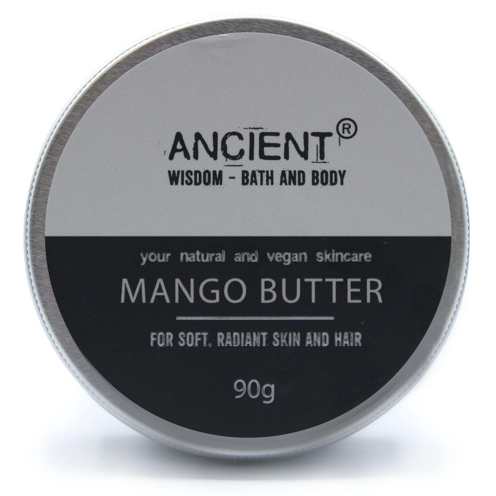 Pure Body Butter 90g - Mango Butter 2 Luxurious mango body butter in a stylish jar for nourishing skin care.