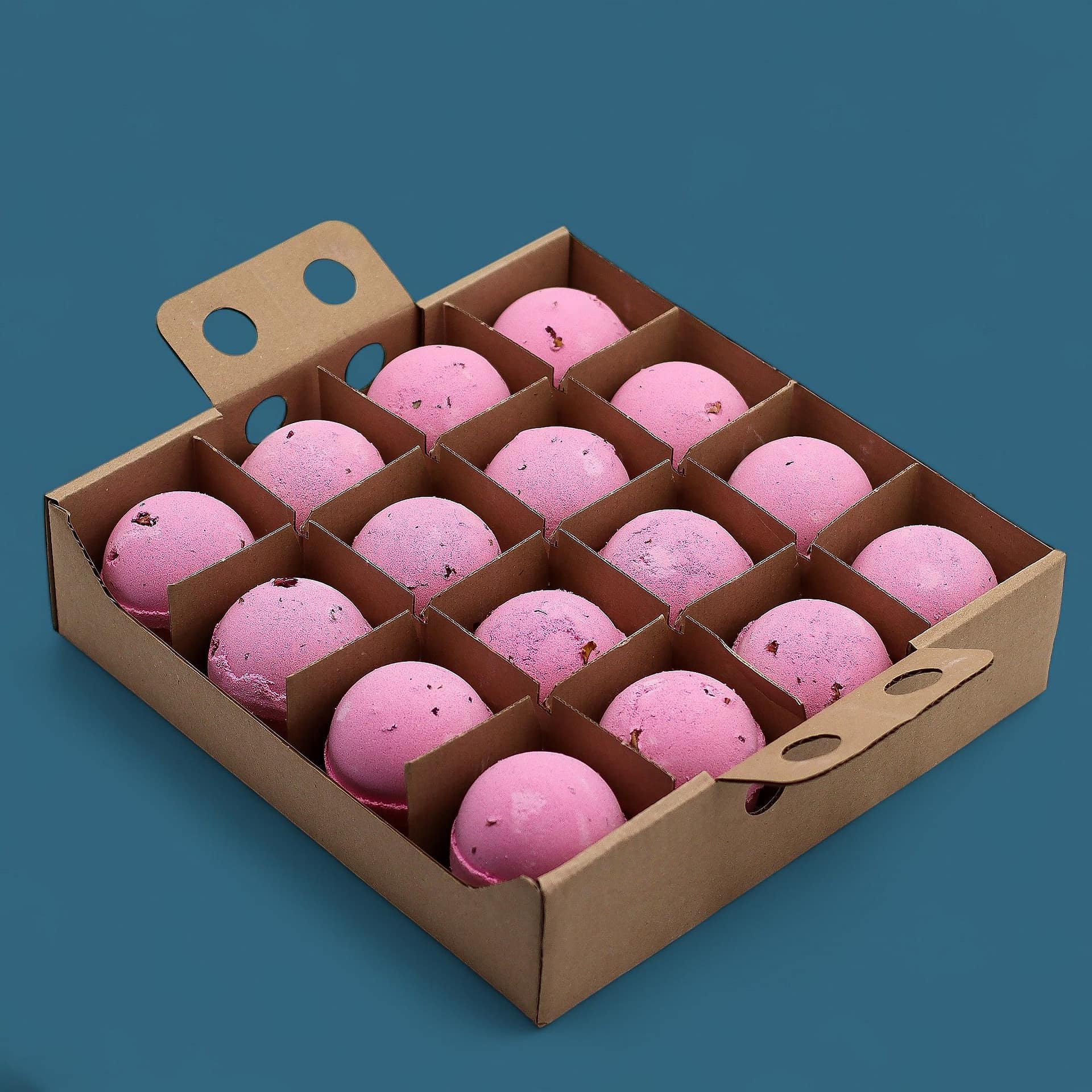 Set of 3 Rose & Petals Bath Bombs 3 Set of three rose and petals bath bombs in rich rose-pink tones.