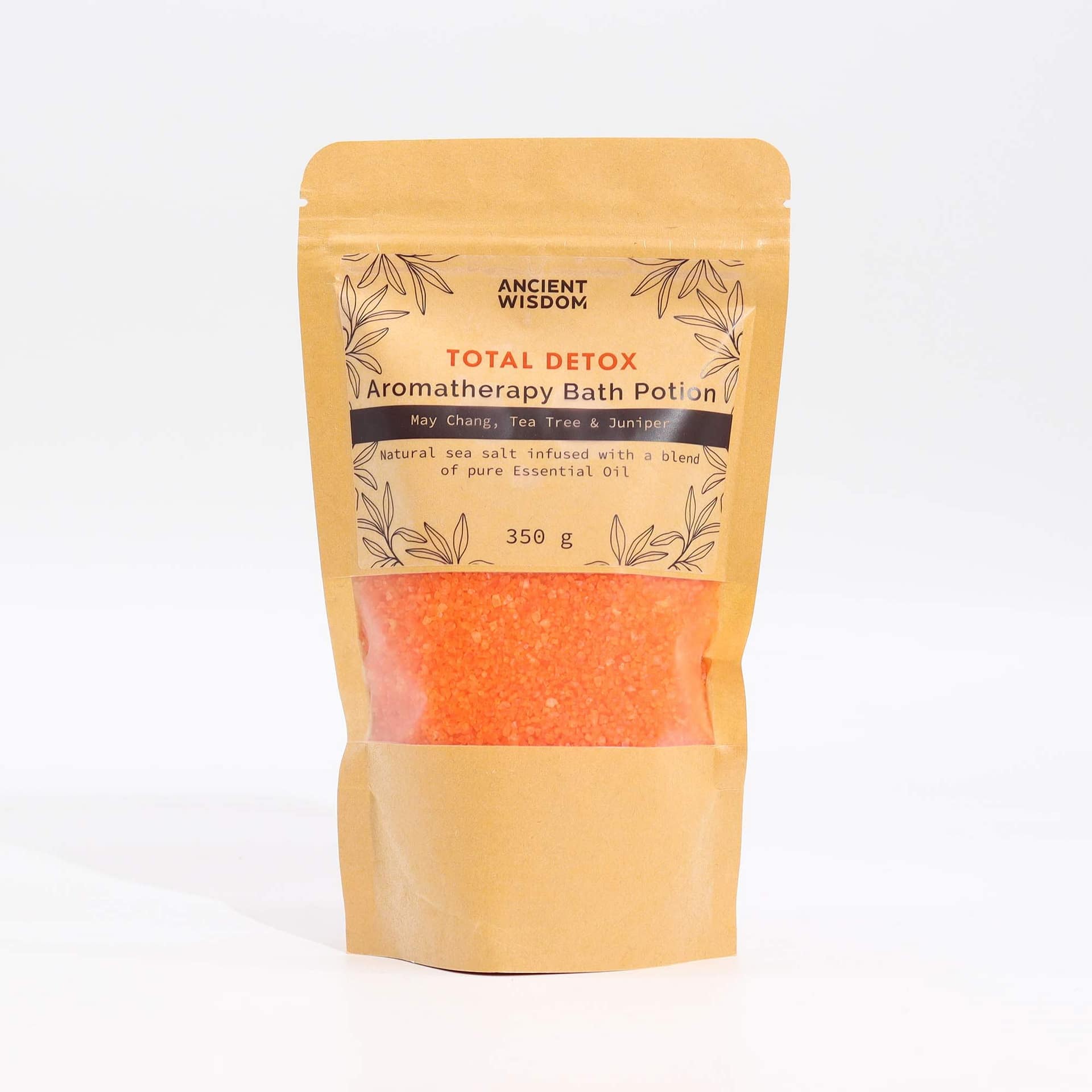 Aromatherapy Bath Potion in Kraft Bag 350g - Total Detox 1 Aromatherapy Bath Potion in a kraft bag with essential oils and sea salt