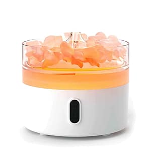 Himalayan Salt Aroma Diffuser with flame effect and USB-C power connection.