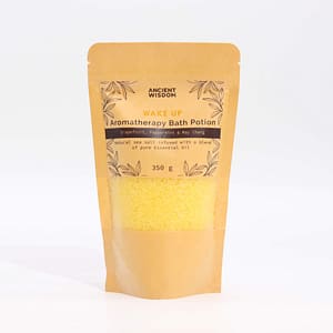 Aromatherapy Bath Potion in a kraft bag, perfect for relaxation and energising baths.